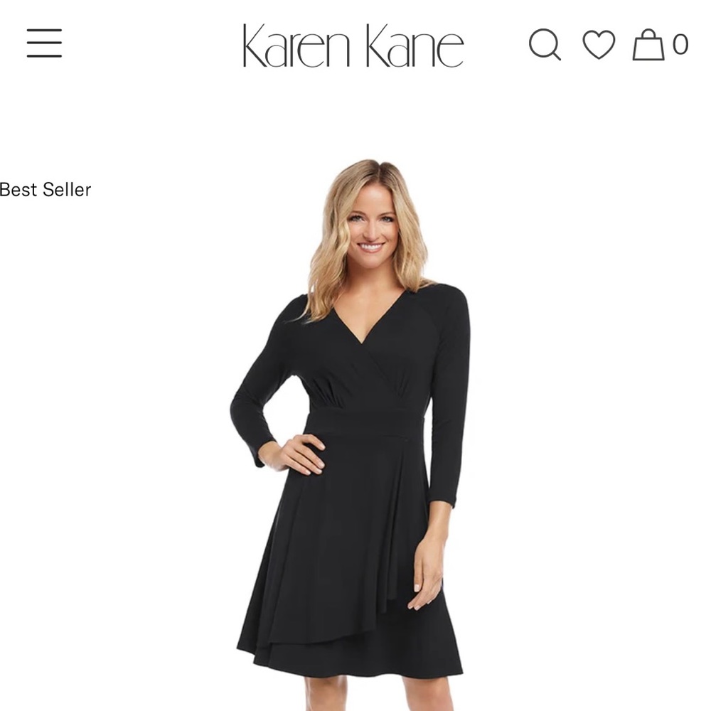 Karen Kane Faux Wrap Dress Black Size Medium Style 3L95576